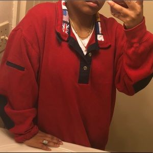 Vintage Multiflag Collared Quarter Button Sweater